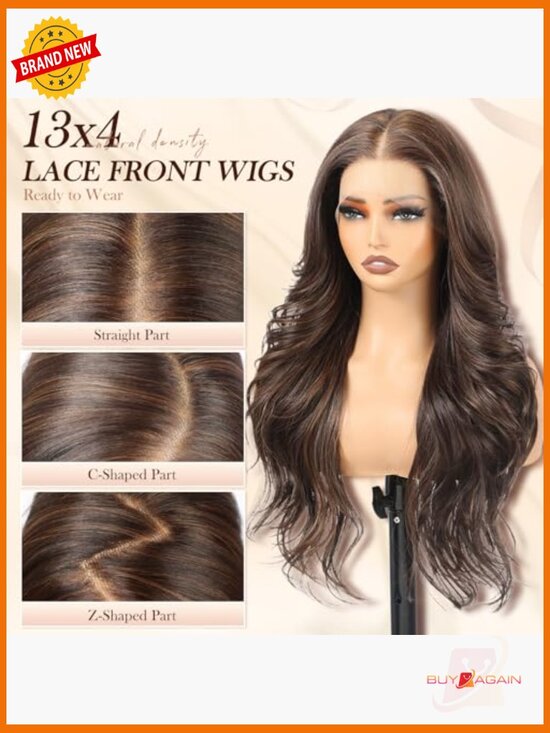 26 Inch Lace Front Wig 13x4 HD Lace Glueless Pre-Plucked Hairline Layered Wave
